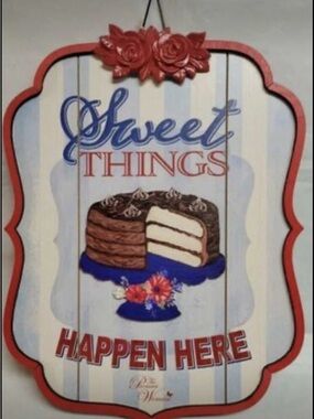 The Pioneer Woman Red, Blue, White 'Sweet Things Happen Here' Wall Sign